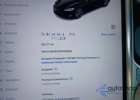 2017 Tesla Model S 100D/60D/75D/90D/P100D from USA, damaged, VIN 5YJSA1E20HF222248